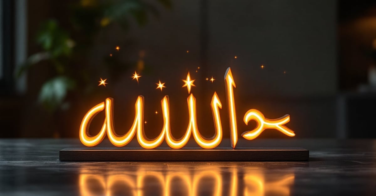 Allahu Akbar signification : expression islamique calligraphiée sur fond architectural islamique