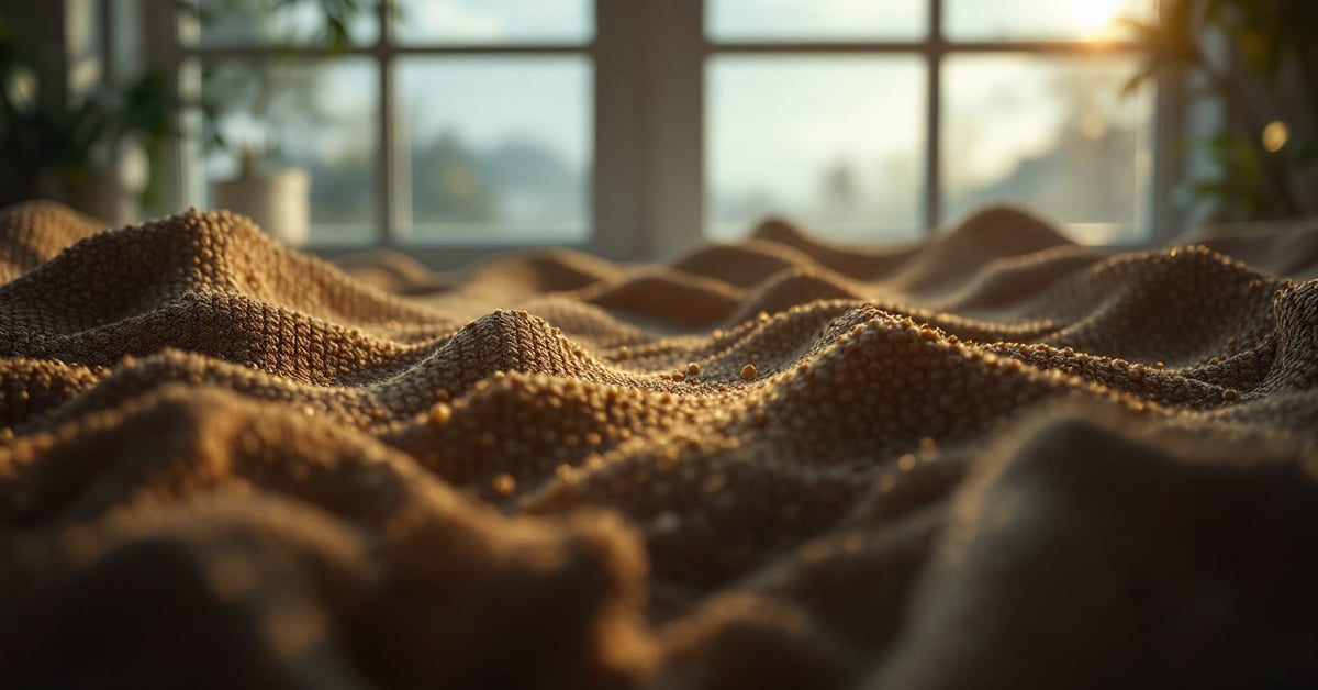 Tapis de prière chrétienne posé sur un sol en bois dans un espace épuré et lumineux