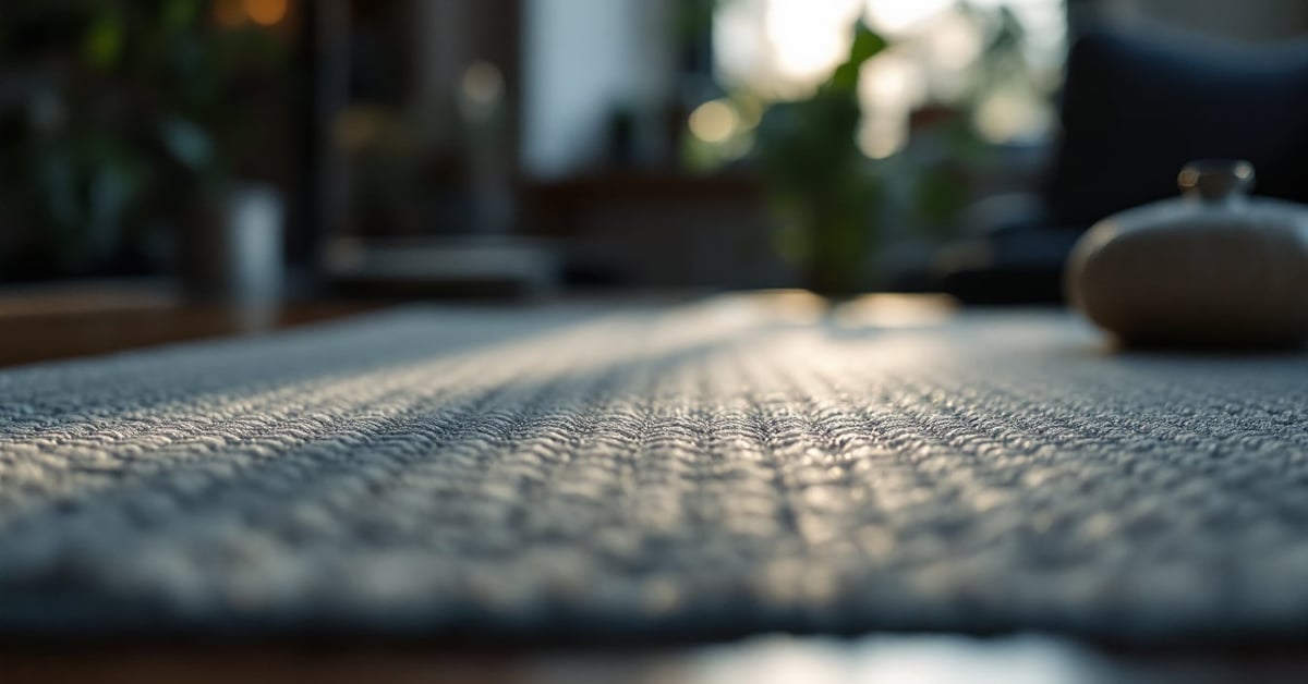 Tapis de prière pliable posé sur une surface moderne, prêt à l'emploi
